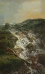 Zwitsers landschap met waterval